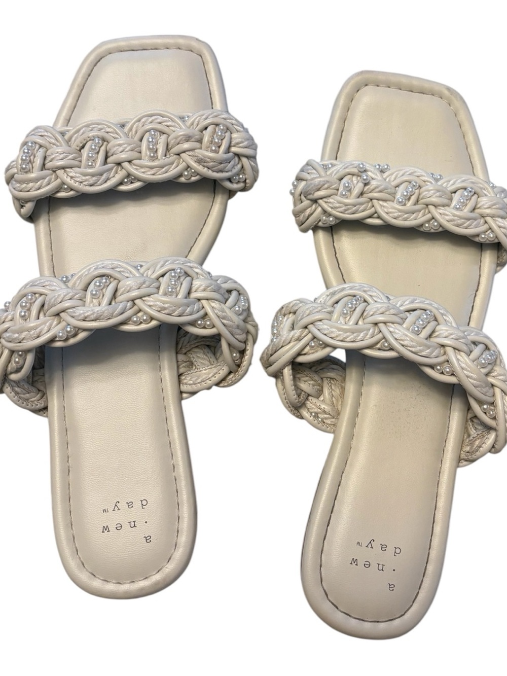 A new day Cream Braided Double-Strap Slide Sandals